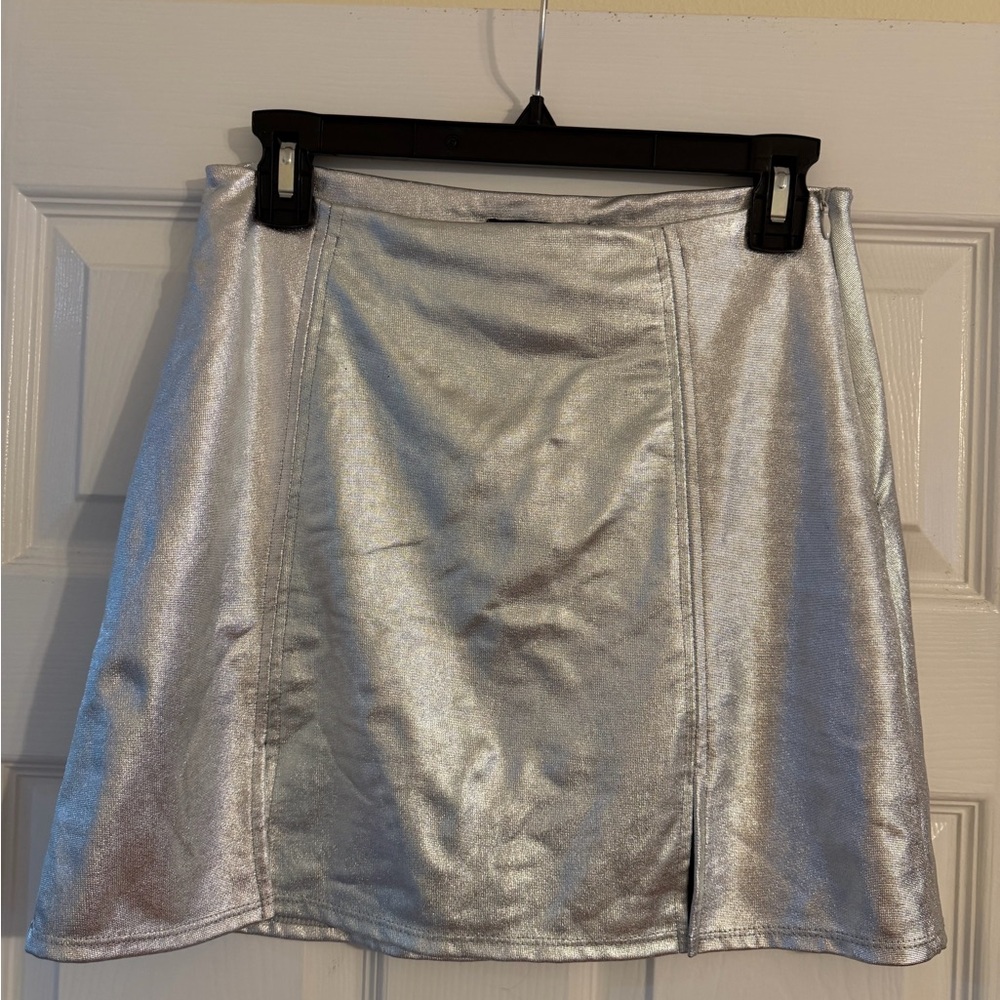 Forever 21 Shimmering Silver Mini Skirt
